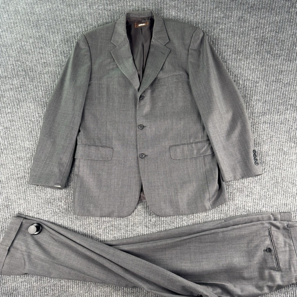 Tasso Elba Suit 41R Gray Wool Angelico 2PC Pleated Pants 36x30 Classic Fit